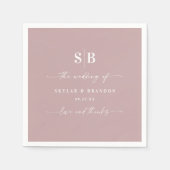 Eenvoudig, vast kleurenmonogram met roze bruiloft servet (Voorkant)