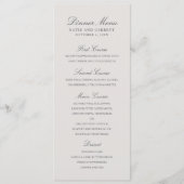 Eenvoudig vast kleurloos elegant grijs huwelijk menu (Voorkant)