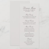 Eenvoudig vast kleurloos elegant grijs huwelijk menu (Voorkant / Achterkant)