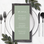 Eenvoudig, vast kleurloos, lichtgroen wlijnmenu me menu<br><div class="desc">Eenvoudig menu Groen lintkleurig leboog in effen kleuren. Deze moderne Kaart van het Menu van het Kanaal is eenvoudig klassiek en elegant met een duidelijke stevige kleurenachtergrond en een doopvont van de de calligrafie van het handtekeningsmanuscript met staarten. Getoond in de nieuwe Colorway. Met een monogram aan de achterkant. Beschikbaar...</div>