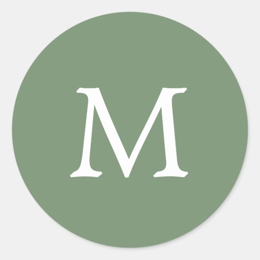 Eenvoudig vast kleurstofveld Groen monogram voor t Ronde Sticker (Voorkant)