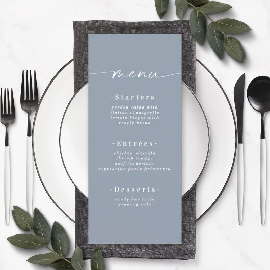 Eenvoudig, vast, robuust, blauw bindmenu menu