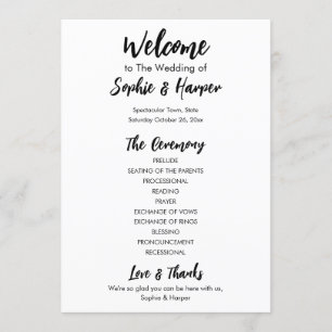 Eenvoudig veelzijdig Casual zwart-wit Programmakaart