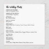 Eenvoudig veelzijdig Casual zwart-wit Programmakaart (Achterkant)