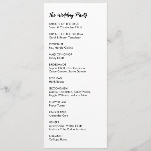 Eenvoudig, veelzijdig, Casual zwart-wit Programmakaart (Achterkant)