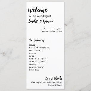 Eenvoudig, veelzijdig, Casual zwart-wit Programmakaart