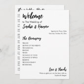 Eenvoudig veelzijdig Casual zwart-wit Programmakaart (Voorkant / Achterkant)