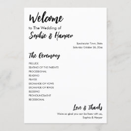 Eenvoudig veelzijdig Casual zwart-wit Programmakaart