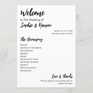 Eenvoudig veelzijdig Casual zwart-wit Programmakaart