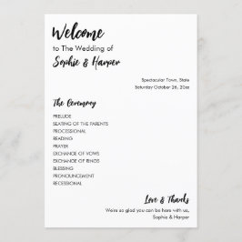 Eenvoudig veelzijdig Casual zwart-wit Programmakaart