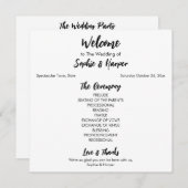 Eenvoudig veelzijdig Casual zwart-wit Programmakaart (Voorkant / Achterkant)