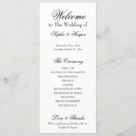 Eenvoudig, veelzijdig, elegant zwart-wit programmakaart