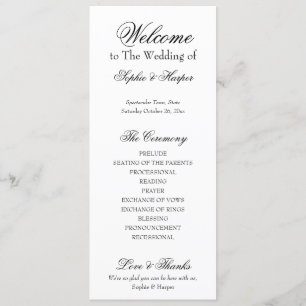 Eenvoudig, veelzijdig, elegant zwart-wit programmakaart