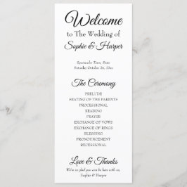 Eenvoudig, veelzijdig, elegant zwart-wit programmakaart