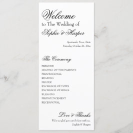 Eenvoudig, veelzijdig, elegant zwart-wit programmakaart