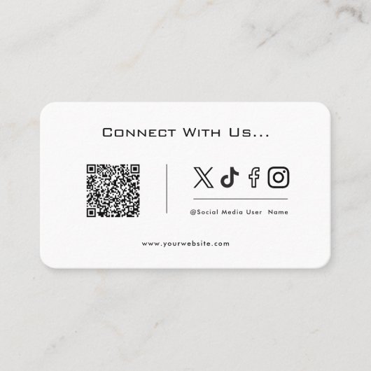 Eenvoudig verbinden met ons Social Media QR Code L Visitekaartje (Voorkant)