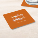 Eenvoudig verbrand Oranje modern minimalistisch hu Kartonnen Onderzetters<br><div class="desc">Een stijlvol, eenvoudig bruiloft- of verloving onderzetter-ontwerp in de populaire kleurenkeuze - verbrand sinaasappel met lichte recru-tekst. De namen van de bruid en de bruidegom zijn in vet lettertype met een grote, stijlvolle ampersing voorzien die bij hun namen hoort. Deze hedendaagse tekst is voorzien van een eenvoudige tekst met de...</div>