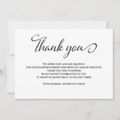 Eenvoudig verdriet Begrafenissympathie Dank u Bedankkaart (Voorkant)