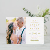 Eenvoudig Verenigd Echt Folie Foto Trouw Uitnodigi Folie Uitnodiging (Staand Voorkant)