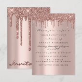 Eenvoudig Verjaardags Bruidsroos Drips Glitter Kaart (Voorkant / Achterkant)