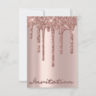Eenvoudig Verjaardags Bruidsroos Drips Glitter Kaart