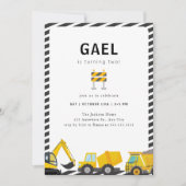 Eenvoudig verjaardagsfeestje voor bouwtrucks kaart (Voorkant)