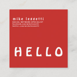 Eenvoudig verkoudheid HALLO minimalisme Vierkante Visitekaartje