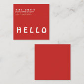 Eenvoudig verkoudheid HALLO minimalisme Vierkante Visitekaartje (Voorkant / Achterkant)