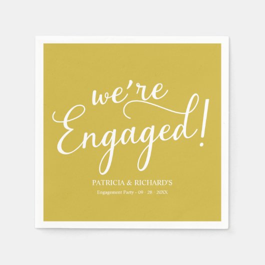 Eenvoudig Verloving Feest Gouden Servetten (Voorkant)