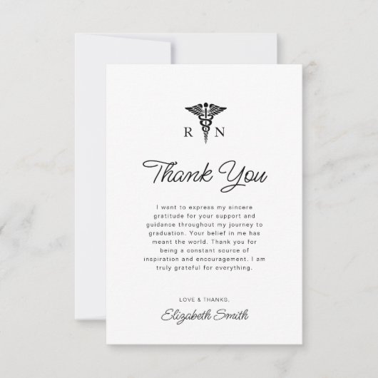 Eenvoudig verplegend afstuderen Dank u kaart (Voorkant)