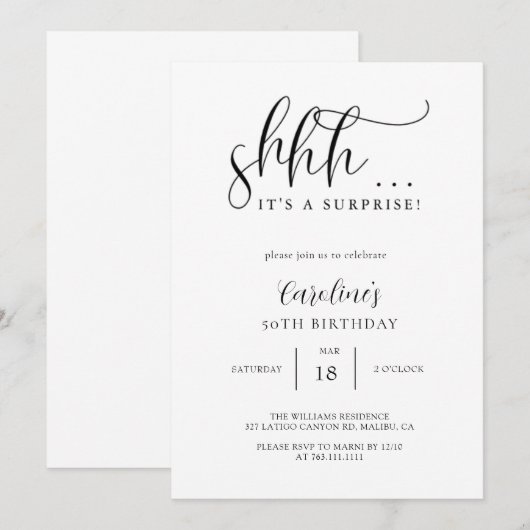 Eenvoudig Verrassingsverjaardagsfeestje Kaart (Voorkant / Achterkant)