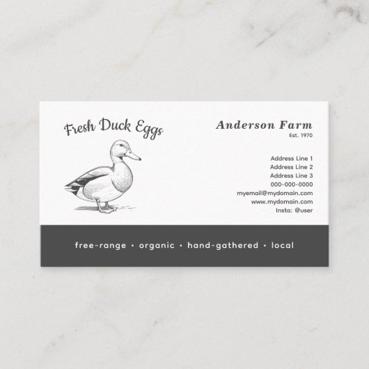 Eenvoudig vers Boerderij eendeneieren Visitekaartje (Voorkant)