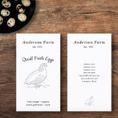 Eenvoudig vers Boerderij kwarteleieren verticaal Visitekaartje