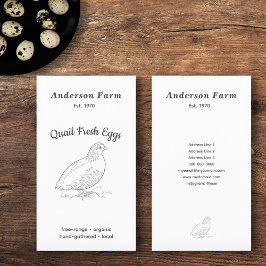 Eenvoudig vers Boerderij kwarteleieren verticaal Visitekaartje