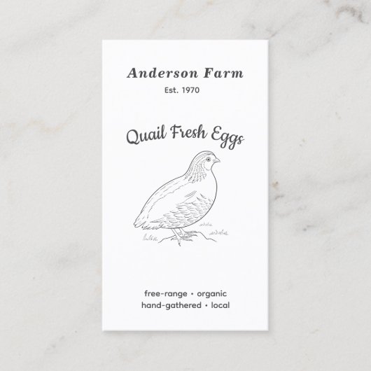 Eenvoudig vers Boerderij kwarteleieren verticaal Visitekaartje (Voorkant)