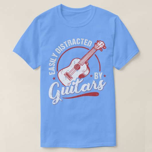 Eenvoudig verstoord door gitaren Funny Guitar Play T-shirt (Design voorkant)