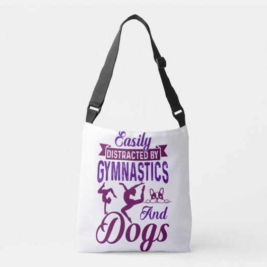 Eenvoudig verstoord door gymnastiek en honden crossbody tas (Voorkant)