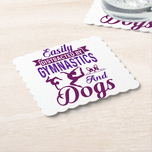 Eenvoudig verstoord door gymnastiek en honden kartonnen onderzetters (Gebogen)