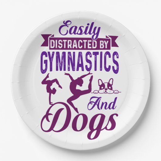 Eenvoudig verstoord door gymnastiek en honden papieren bordje (Voorkant)