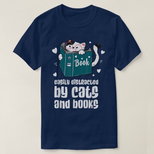 Eenvoudig verstoord door kat en boekenkat en boek  t-shirt (Design voorkant)