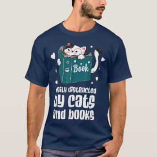 Eenvoudig verstoord door kat en boekenkat en boek  t-shirt