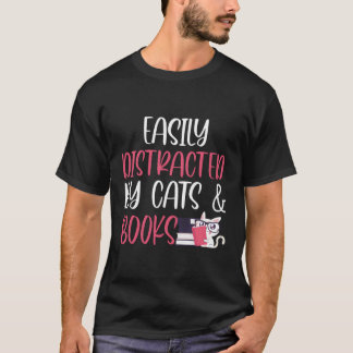 Eenvoudig verstoord door kat en boekenkat t-shirt