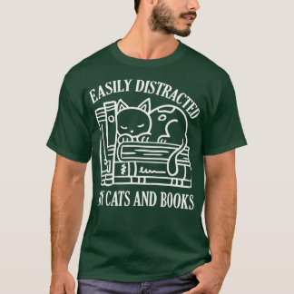 Eenvoudig verstoord door kat en boekje t-shirt