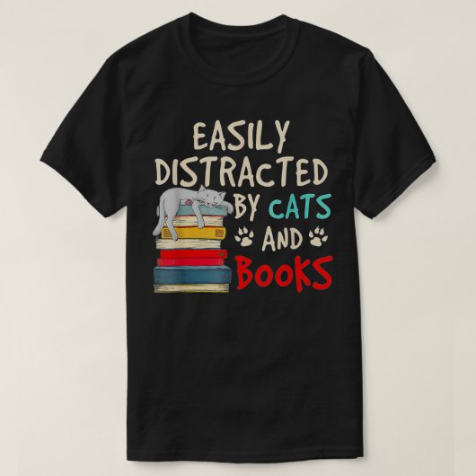 Eenvoudig verstoord door katten en boeken - Kat-Bo T-shirt (Design voorkant)