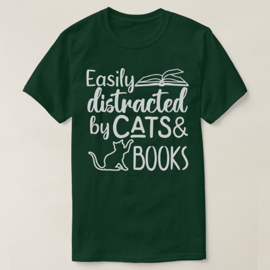 Eenvoudig verstoord door katten en boeken - Kat en T-shirt (Design voorkant)