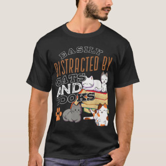Eenvoudig verstoord door katten en boeken voor zwa t-shirt