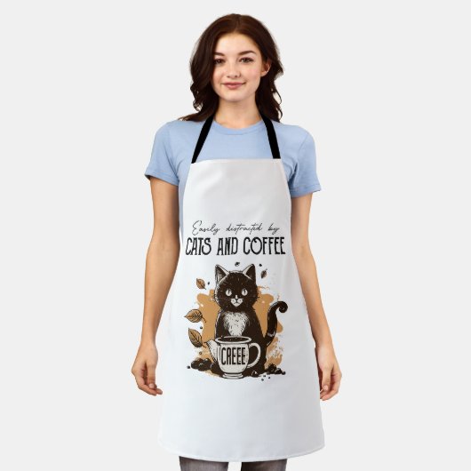 Eenvoudig verstoord door katten- en kattenkat-katt schort (Gedragen)