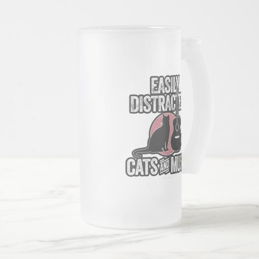 Eenvoudig verstoord door katten en muziek matglas bierpul (Voorkant rechts)