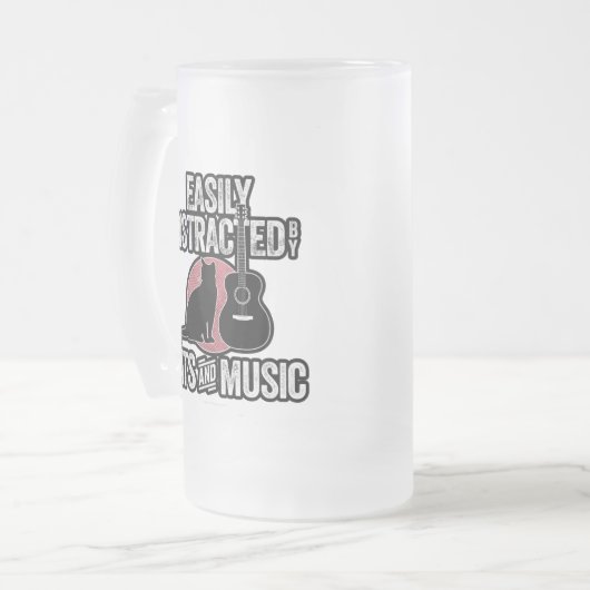 Eenvoudig verstoord door katten en muziek matglas bierpul (Voorkant links)