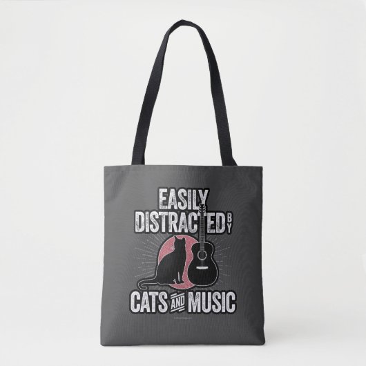 Eenvoudig verstoord door katten en muziek tote bag (Voorkant)